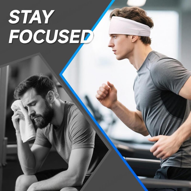 LECHI Sweat Headbands for Men,6 Pack Workout Sports Hairband for Gym, Ideal for Fitness,Running,Cycling,Hike - Image 5